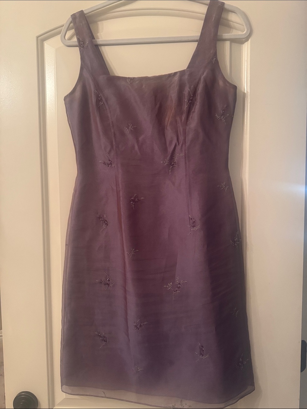 Ann Taylor PURE SILK lined Purple Embellished Midi Dress